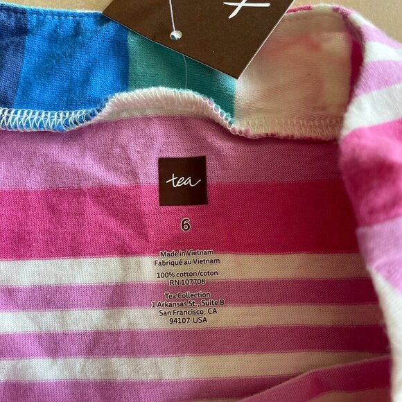 Tea Collection Girl's 100% Cotton Striped Sleeveless Dress - Size 6 - Picture 4 of 6